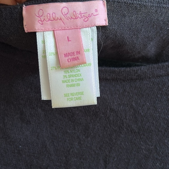 Lilly Pulitzer Ramona Sweater Navy Blue Size Large Fringe Gold Buttons - Picture 2 of 10